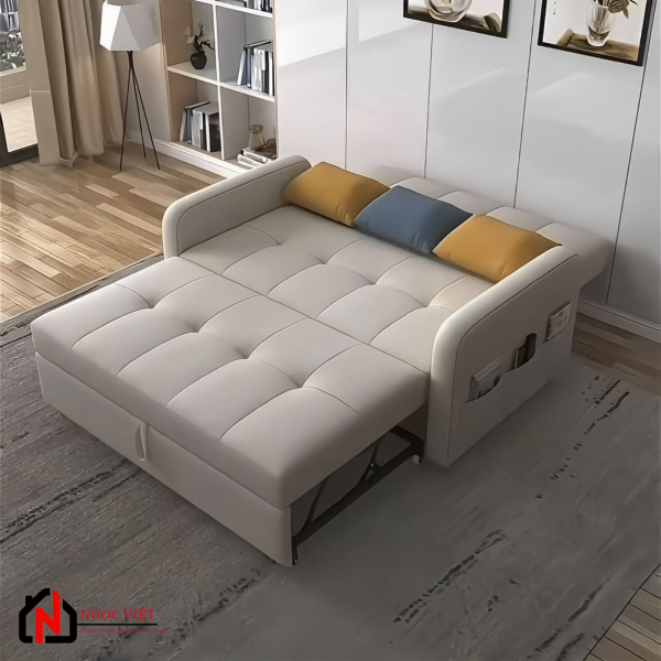 GHẾ SOFA GIƯỜNG KÉO THÔNG MINH HIỆN ĐẠI NVLX1 TRẮNG SỮA - Hình ảnh 3