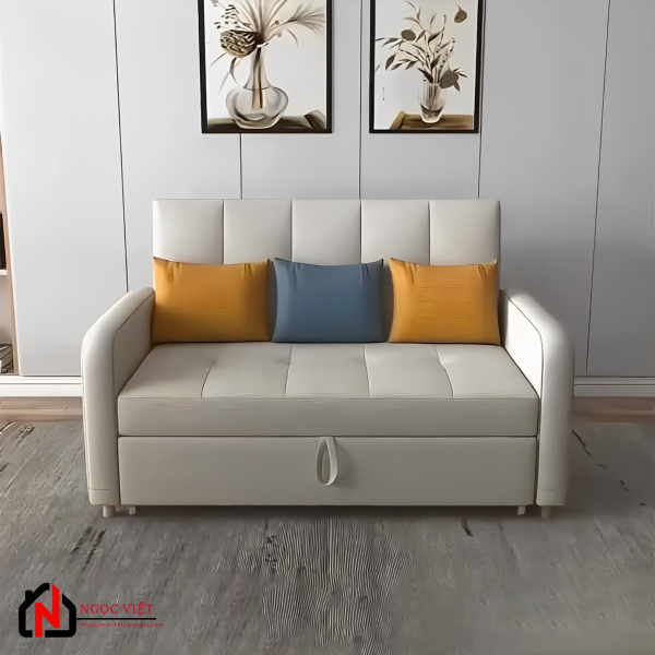 GHẾ SOFA GIƯỜNG KÉO THÔNG MINH HIỆN ĐẠI NVLX1 TRẮNG SỮA