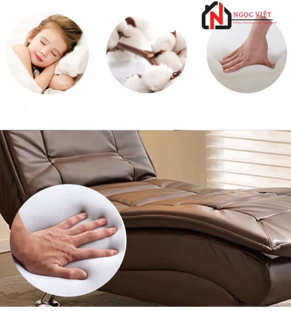 SOFA GIƯỜNG NẰM THƯ GIÃN CHẤT LIỆU DA NVGT6 - Nâu - Hình ảnh 4