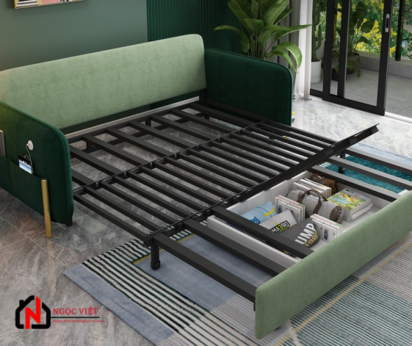 GHẾ SOFA KIÊM GIƯỜNG NGỦ MÀU XANH ẤN TƯỢNG NVED8 - Hình ảnh 4