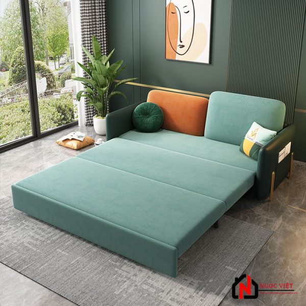 GHẾ SOFA GIƯỜNG KIỂU Ý KHUNG CHÂN MẠ VÀNG NVED88