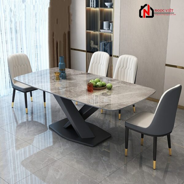 BỘ BÀN ĂN MẶT ĐÁ CAO CẤP CHÂN CHỮ X NVDP02 - Hình ảnh 6
