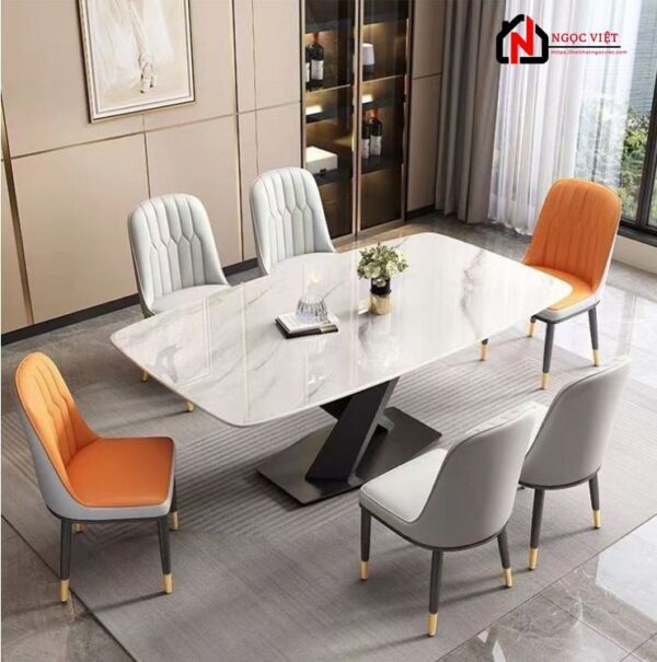 BỘ BÀN ĂN MẶT ĐÁ CAO CẤP CHÂN CHỮ X NVDP02 - Hình ảnh 7
